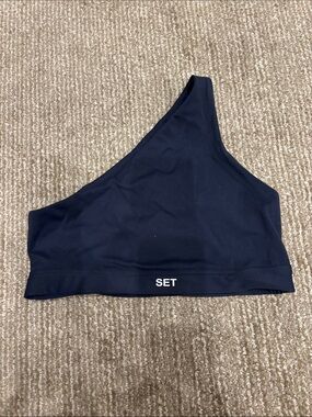 SET Active One-Shoulder Sports Bra in Black